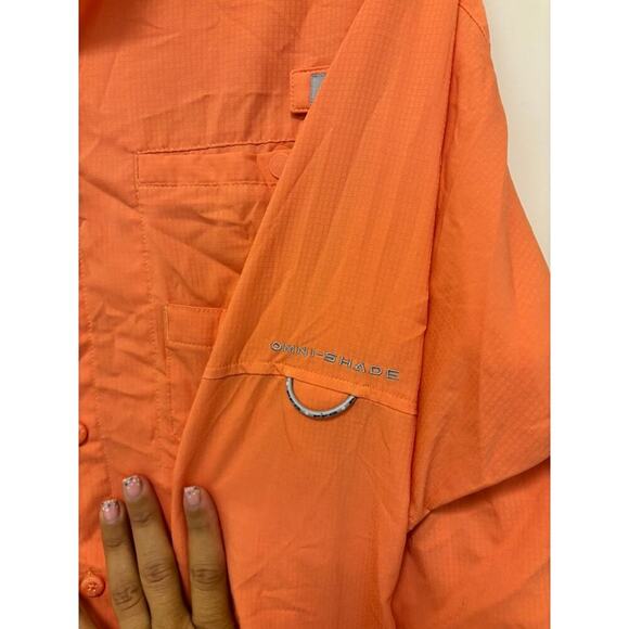 Columbia PFG Omni-Shade Long Sleeve Button Down Tops (Set of Two) Orange Blue - Picture 5 of 13